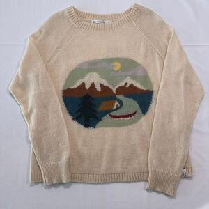 NWT! Ultra Soft Woolrich Motif Mohair Sweater Landscape Knit Women's Large